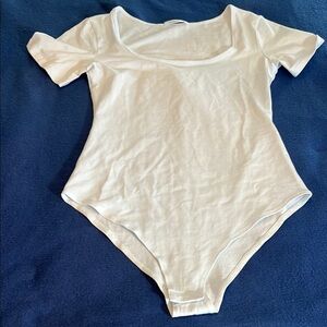 New white short sleeve bodysuit